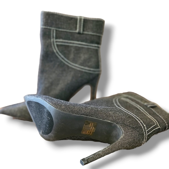 Women's black denim ankle boots - Picture 2 of 3